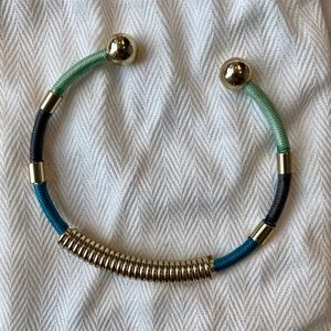 Blue Green and Gold Bangle Bracelet